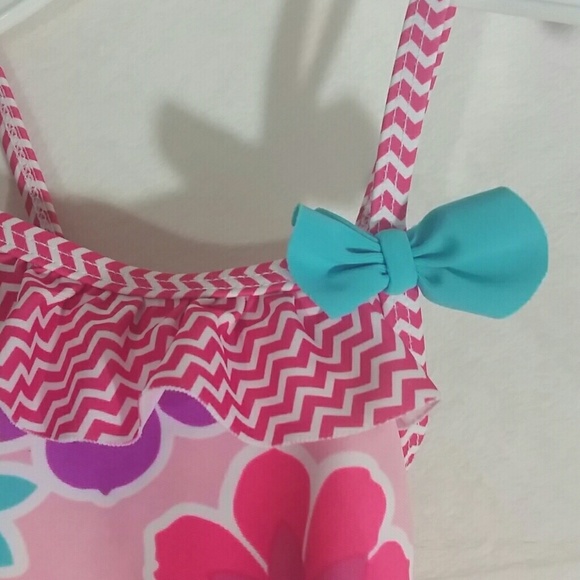 Floral Ruffle & Bow One Piece Swimsuit - Picture 3 of 8